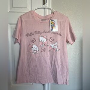 Hello Kitty & Friends Pink Bows Graphic T-Shirt Coquette My Melody Kuromi NWT